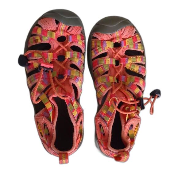 Kids KEEN Whisper Coral Orange Multi-Color Waterproof Sport Hiking Sandals 1Y - Picture 2 of 6
